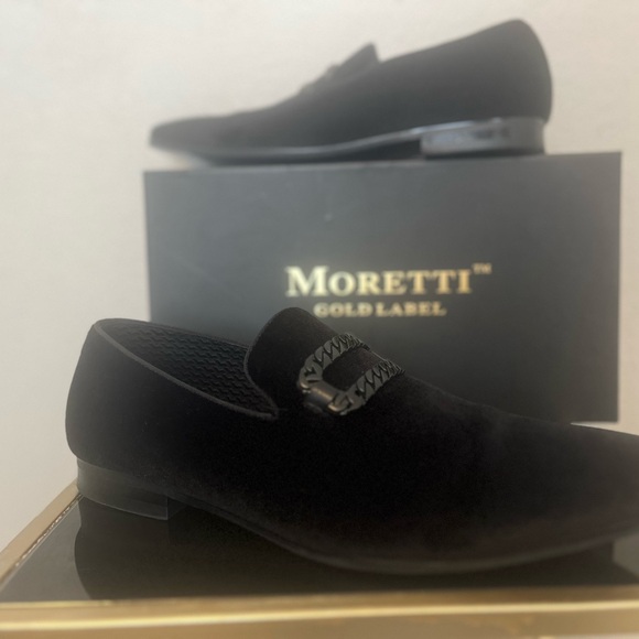 Moretti Black Velvet Buckle Dress Shoes - Picture 3 of 7
